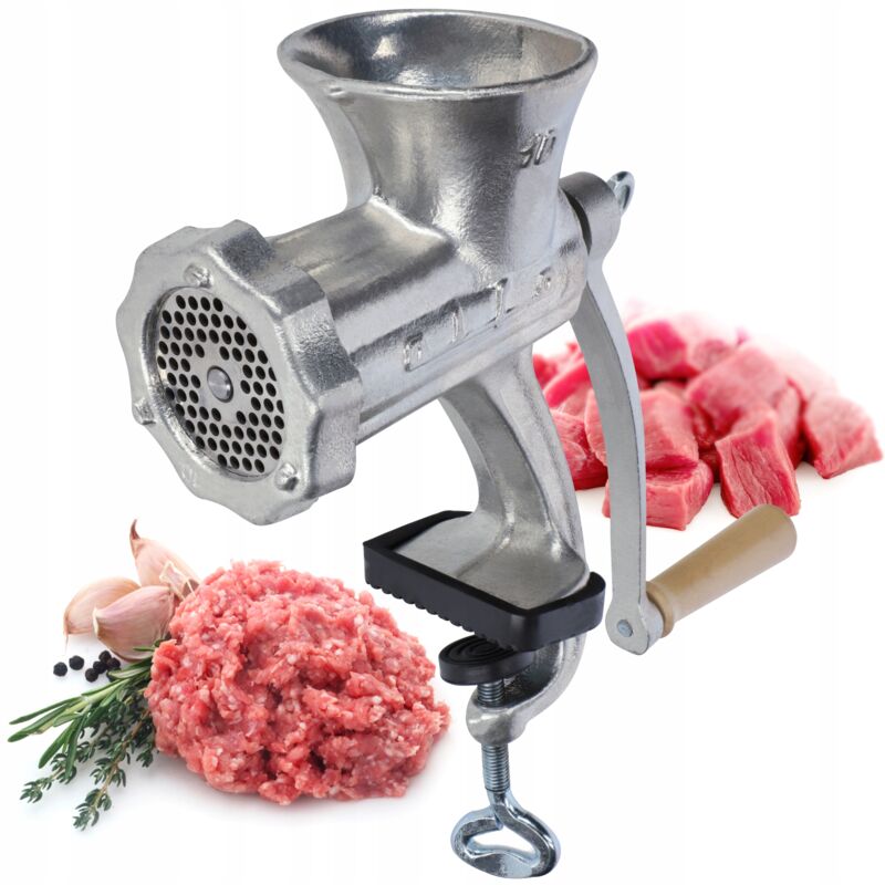 foto del prodotto tritacarne in ghisa 6 misure macchina per carne, manuale, vintage, con morsetto da tavolo tritacarne zincato misura 10 kadax