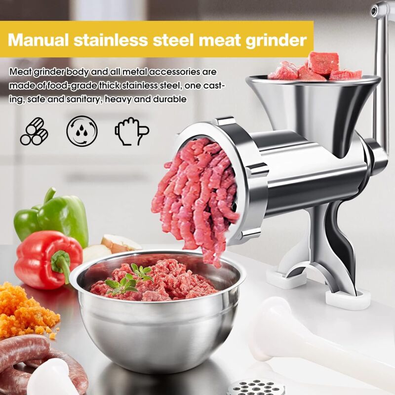 foto del prodotto tritacarne manuale tritacarne manuale, macchina per salsicce, supporto da tavolo, tritacarne di maiale, imbuto per riempire salsicce per preparare