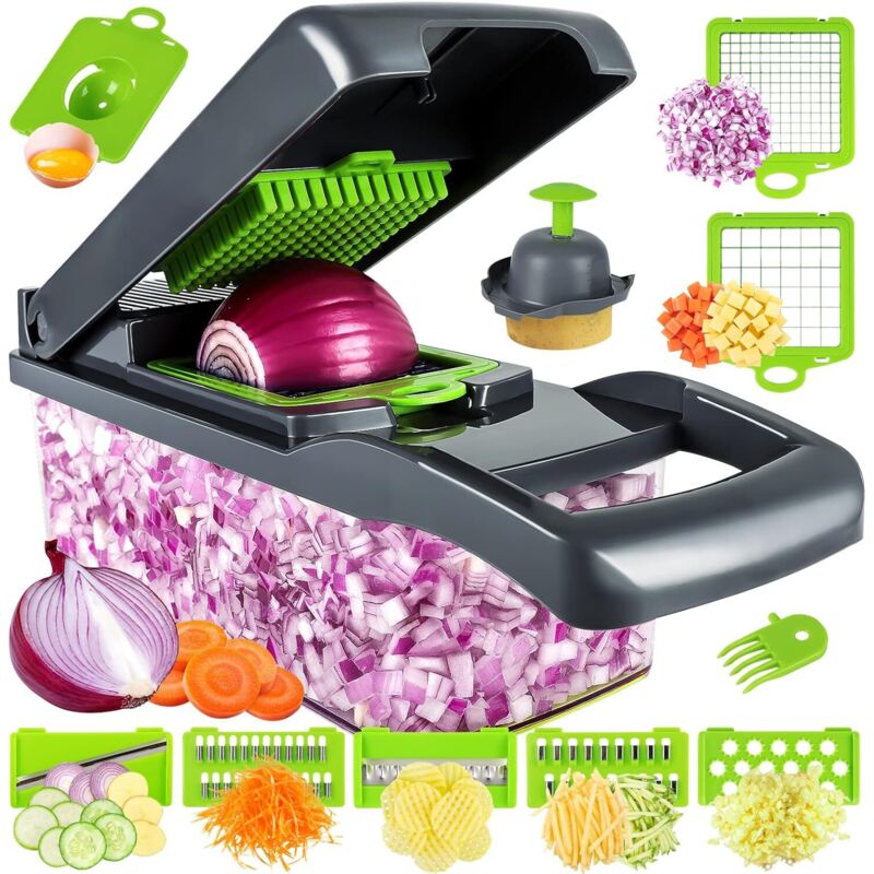 foto del prodotto tritatutto per verdure tritatutto professionale per cipolle tritatutto multifunzionale 13 in 1 per alimenti tritatutto per verdure da cucina