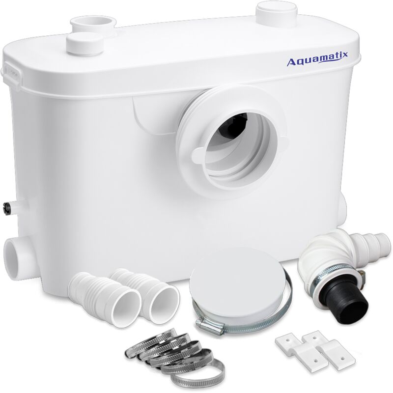 foto del prodotto trituratore pompa maceratore aquamatix 400w con 3 ingressi per wc, lavandino e vasca da bagno con filtro a carbone