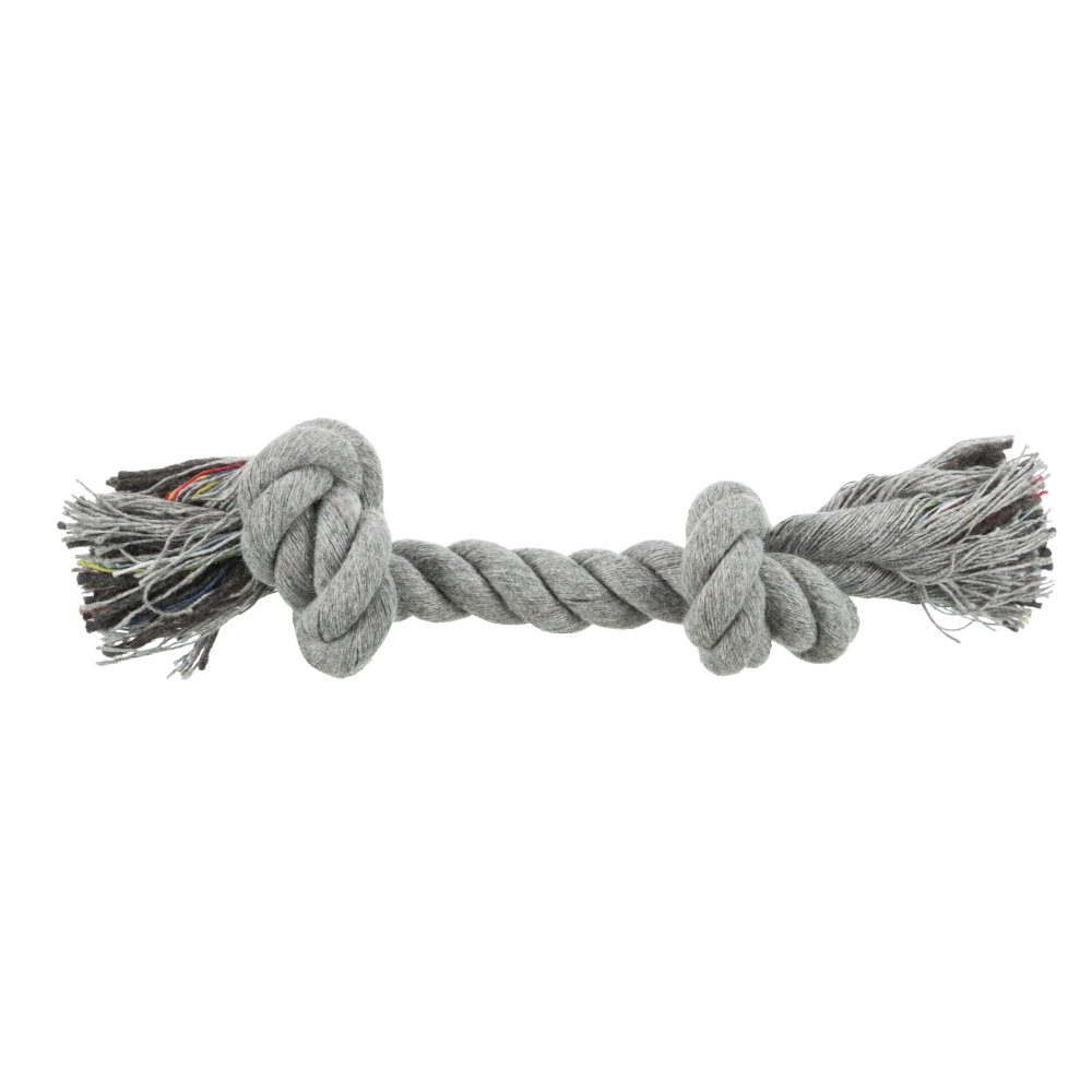 foto del prodotto trixie corda gioco per cani 26 cm con 2 nodi, grigia