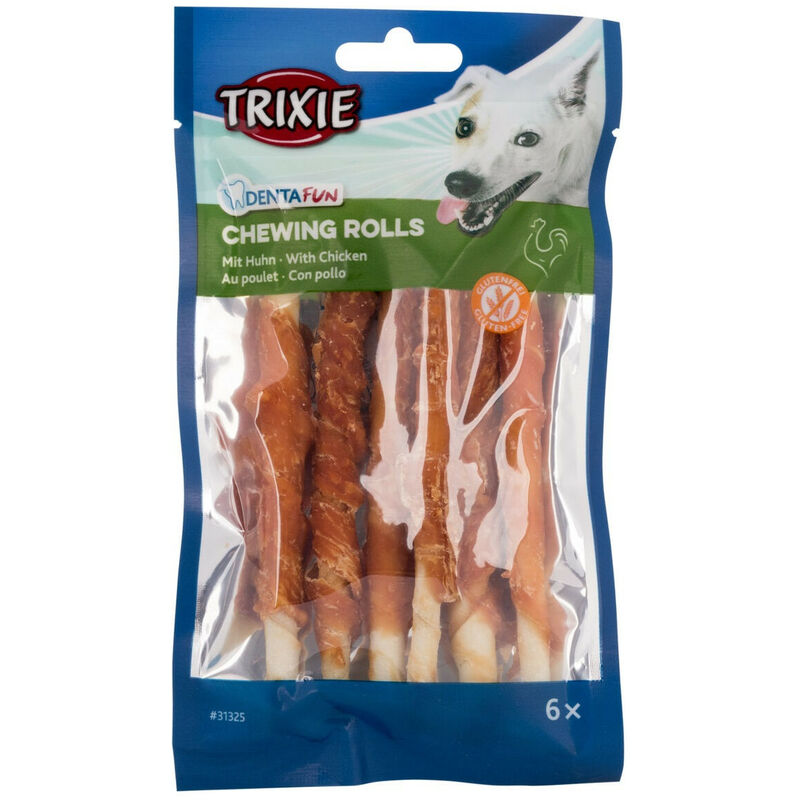 foto del prodotto trixie dentafun mini chewing rolls con pollo per cani da 120 gr