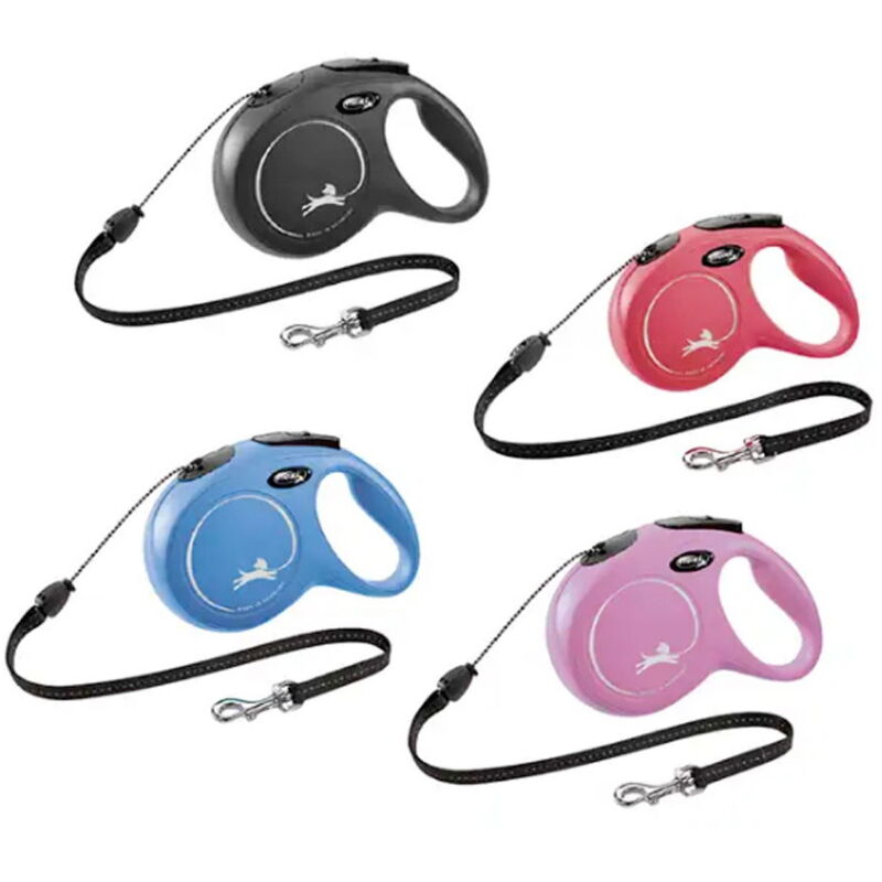 foto del prodotto trixie guinzaglio estensibile a corda flexi new classic cord con manico ergonomico per cani rosa s 8 metri