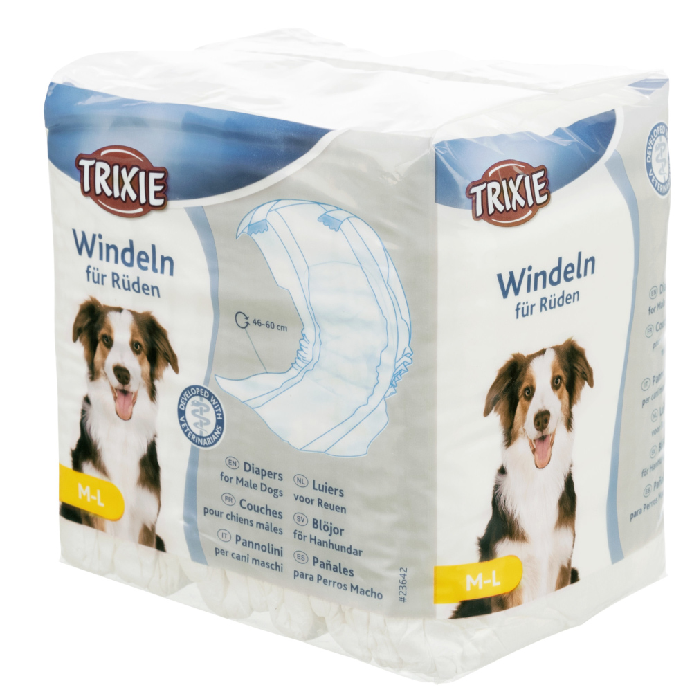 foto del prodotto trixie pannolini a fascia per cani maschi tg. m l 46 60 cm, 12 pz