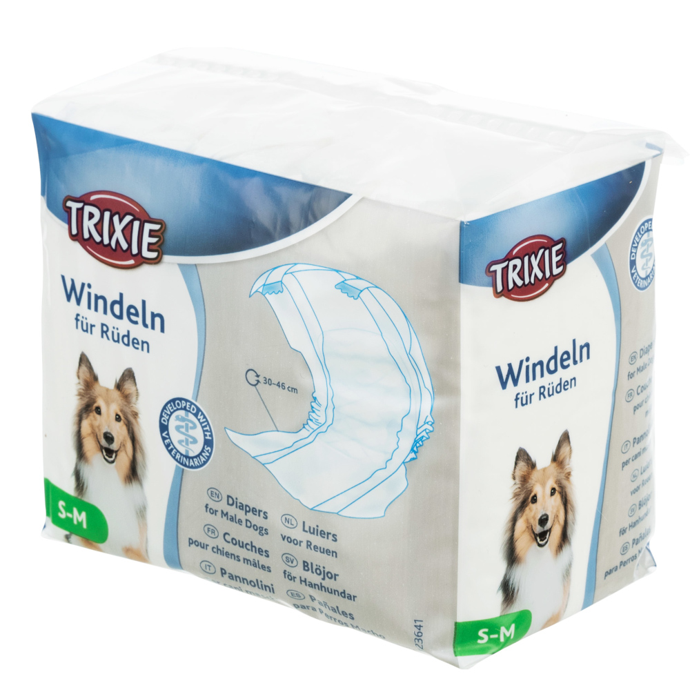 foto del prodotto trixie pannolini a fascia per cani maschi tg. s m 30 46 cm, 12 pz