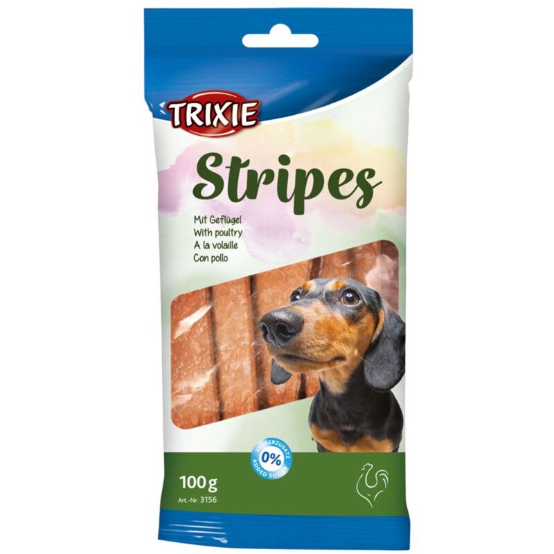 foto del prodotto trixie stripes offerta multipack 15 confezioni stripes manzo 10pz. 100gr. x 15 conf