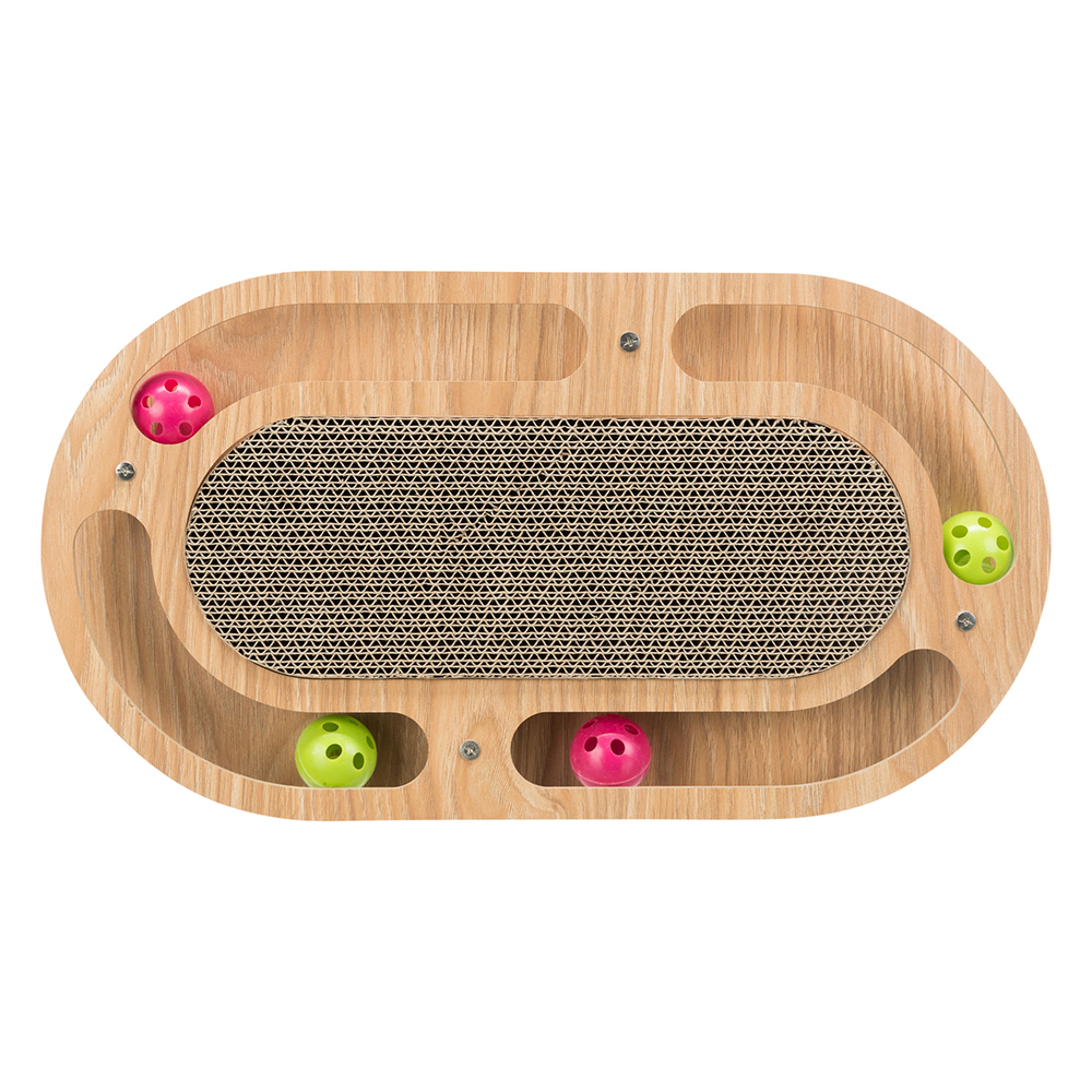 foto del prodotto trixie tavoletta in cartone con cornice in legno, ovale l 46 x p 25 x h 4 cm