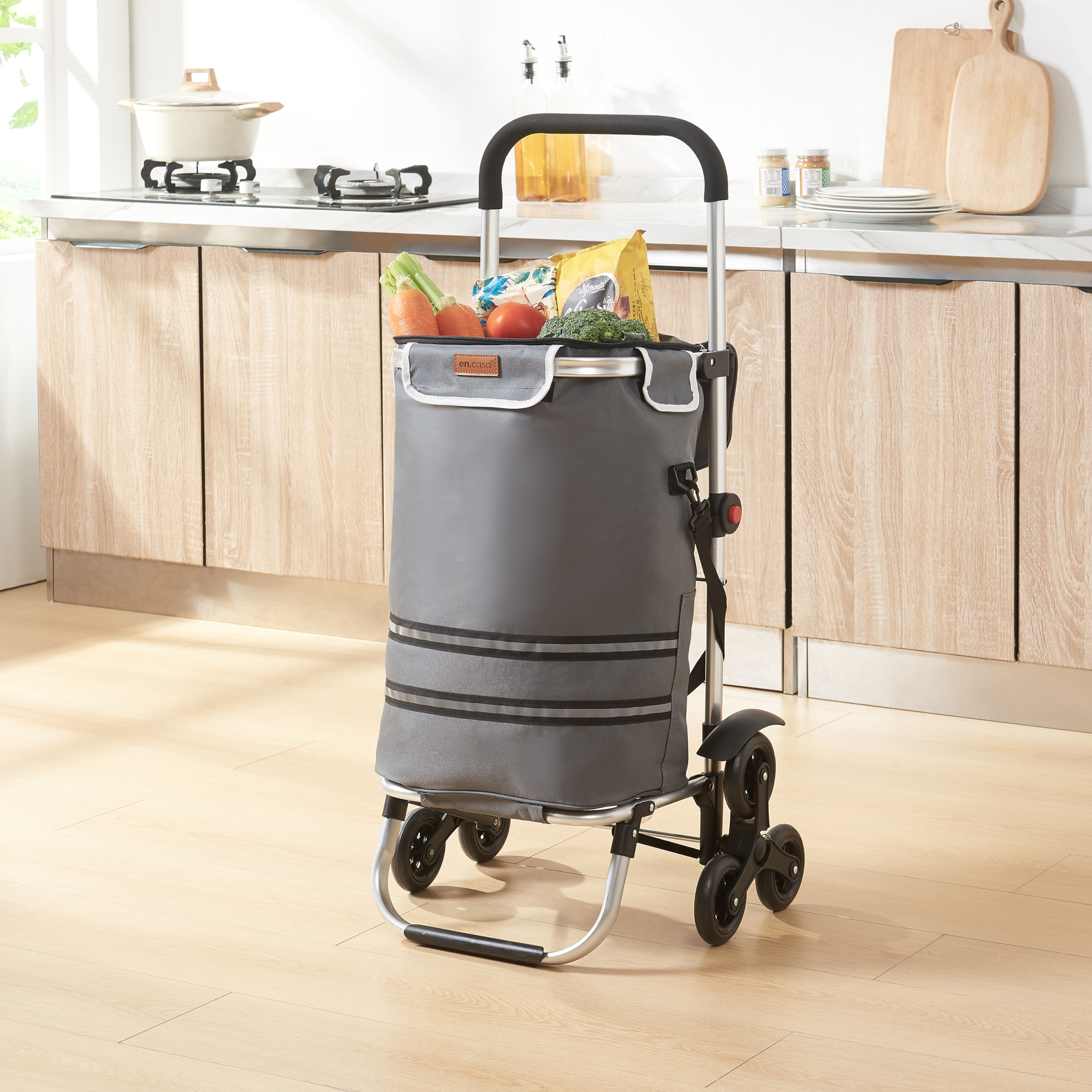 foto del prodotto trolley portaspesa neef 41 l 20 kg saliscale grigio scuro en.casa 