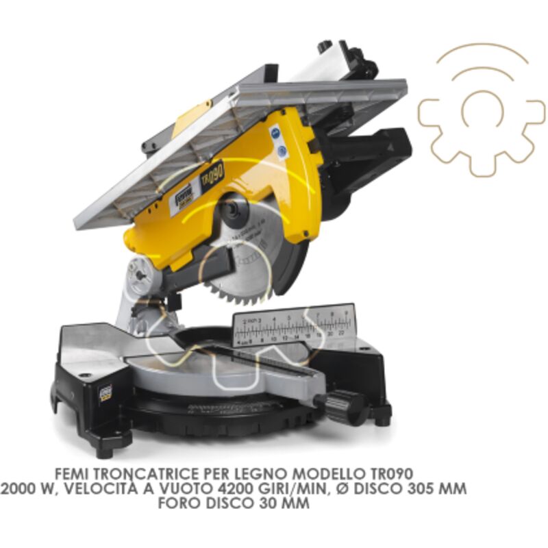 foto del prodotto troncatrice legno tr090 2000 w disco 305 mm sega circolare femi