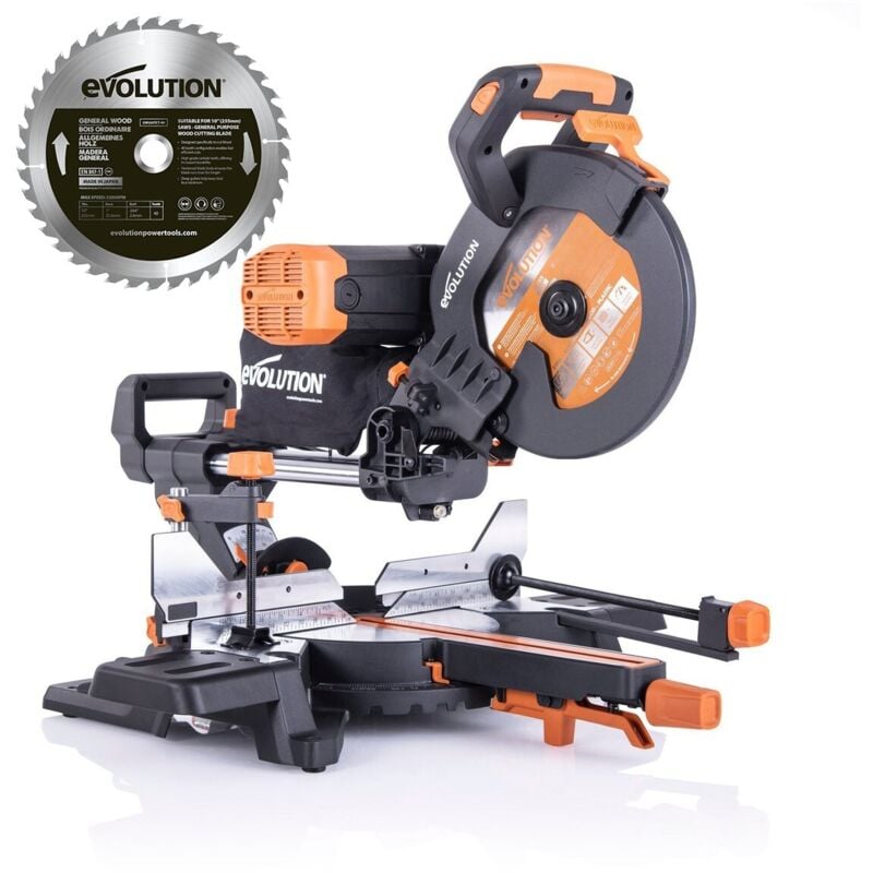 foto del prodotto troncatrice multiuso evolution r255sms db plus con guide con due lame da 255 mm legno e multiuso 