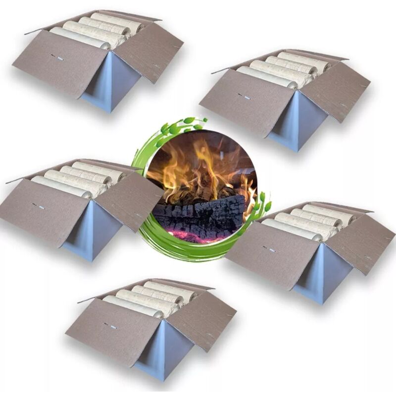 foto del prodotto tronchetti da ardere in legno pressato 50 kg, 5 scatole da 10 kg