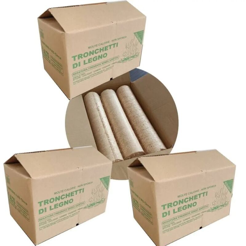 foto del prodotto tronchetti da ardere in legno pressato faggio abete 27 kg, made in italy