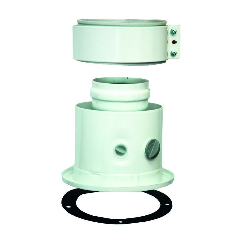 foto del prodotto tronchetto di partenza coassiale 60 100 con flangia e ispezione alluminio verniciato bianco