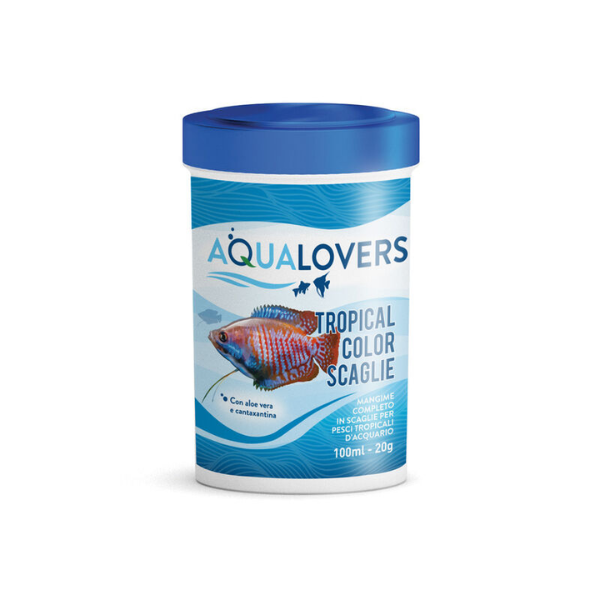 foto del prodotto tropical color aqualovers mangime completo in scaglie per pesci tropicali colorati, con vitamine e aloe vera 20 gr 1 ordine scegli lo sconto bzr5 bzr20 200 punti fedelt 