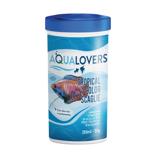 foto del prodotto tropical color aqualovers mangime completo in scaglie per pesci tropicali colorati, con vitamine e aloe vera - 50 gr - spedizione gratis da 39€