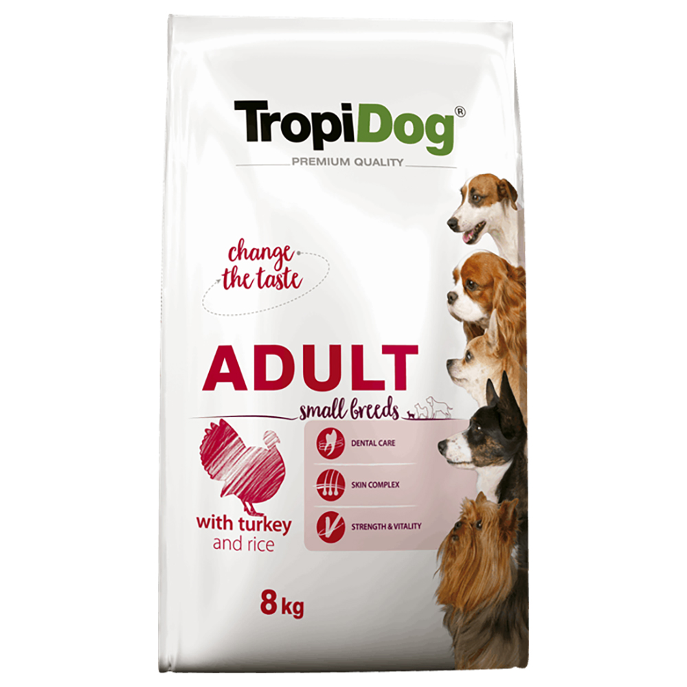 foto del prodotto tropidog premium adult small, tacchino e riso 8 kg