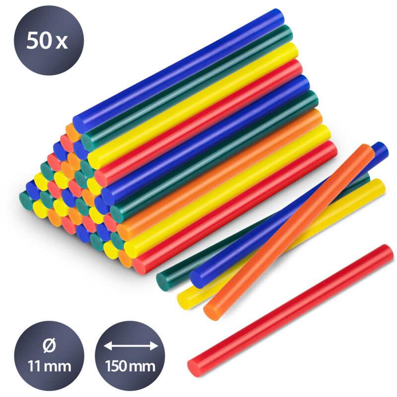 foto del prodotto trotec confezione di stick di colla a caldo colorati, 50 pezzi 11 mm 