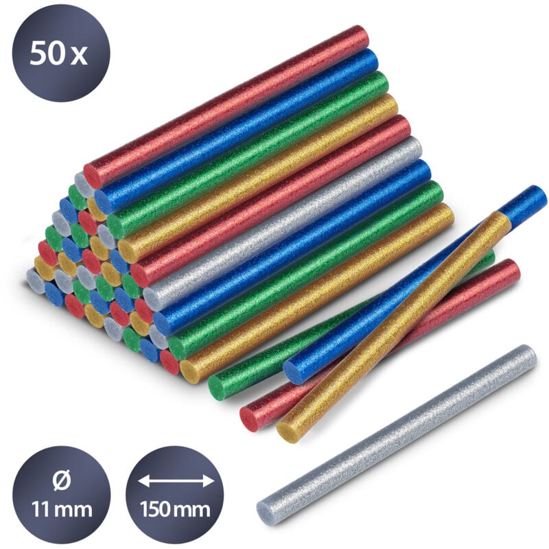 foto del prodotto trotec confezione di stick di colla a caldo glitter, 50 pezzi 11 mm 