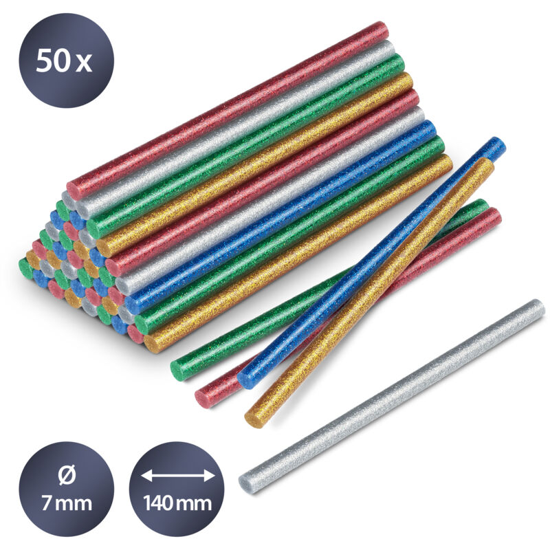 foto del prodotto trotec confezione di stick di colla a caldo glitter, 50 pezzi 7 mm 
