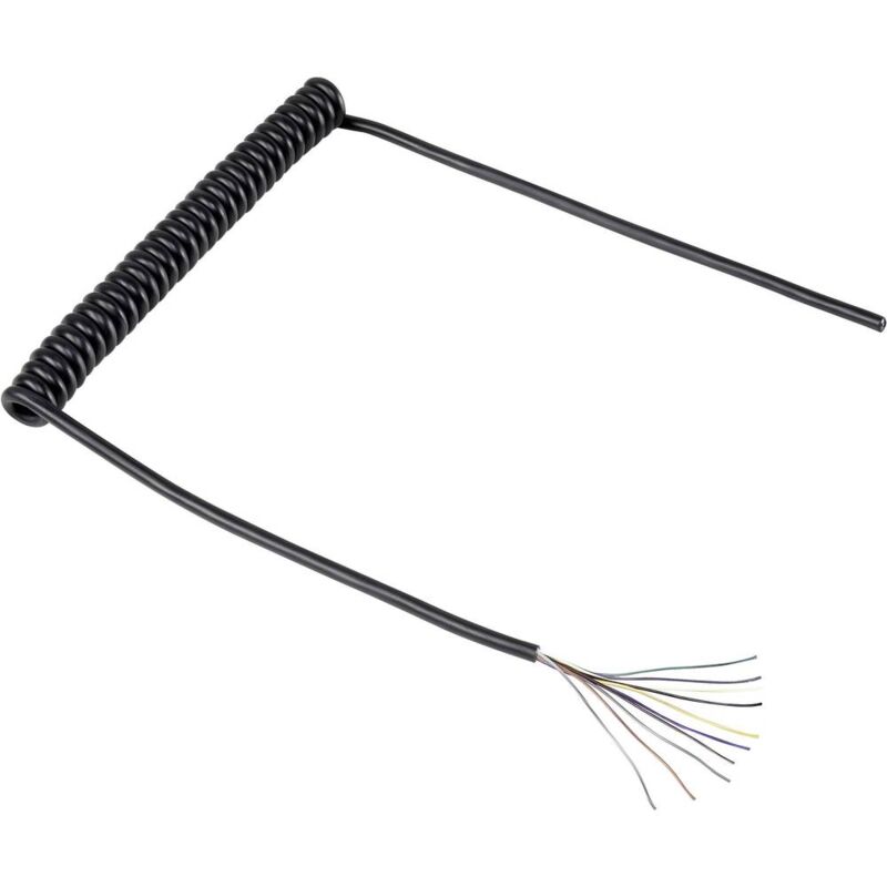 foto del prodotto tru components 1571517 cavo a spirale 300 mm 900 mm 10 x 0.12 mm nero 1 pz.