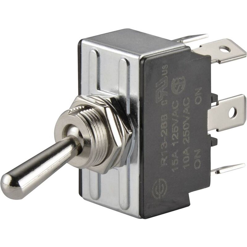 foto del prodotto tru components 1587673 tc r13 28b 01 interruttore a levetta 250 v ac 10 a 2 x on on permanente 1 pz.