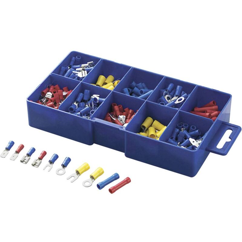 foto del prodotto tru components 732038 450 assortimento di capicorda a compressione 0.50 mm 2.50 mm blu, giallo, rosso 450 pz.