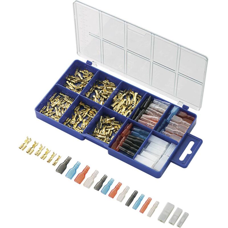foto del prodotto tru components 739647 assortimento di capicorda a compressione 0.104 mm 2.50 mm trasparente, nero, rosso, blu 260 pz.