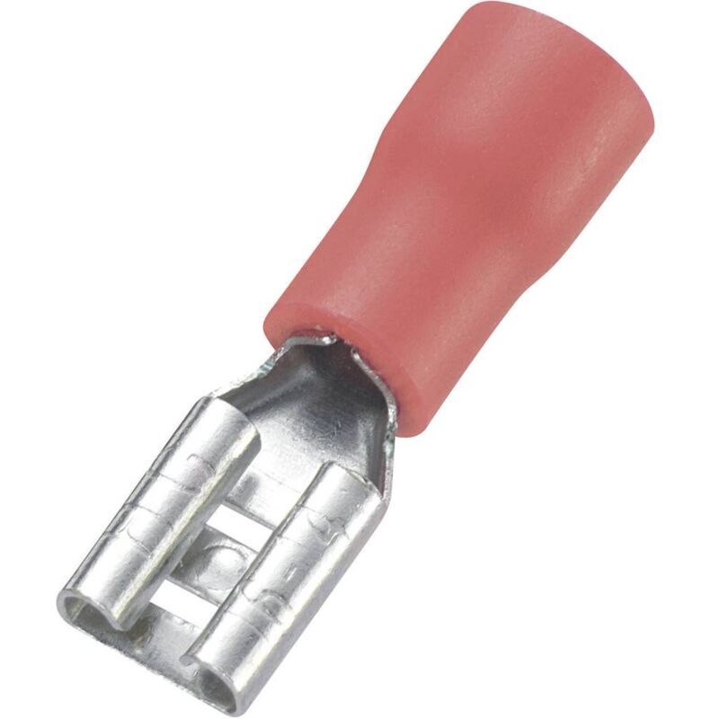 foto del prodotto tru components 745136 presa piatta larghezza spina 4.8 mm spessore spina 0.8 mm 180 parzialmente isolato rosso 100