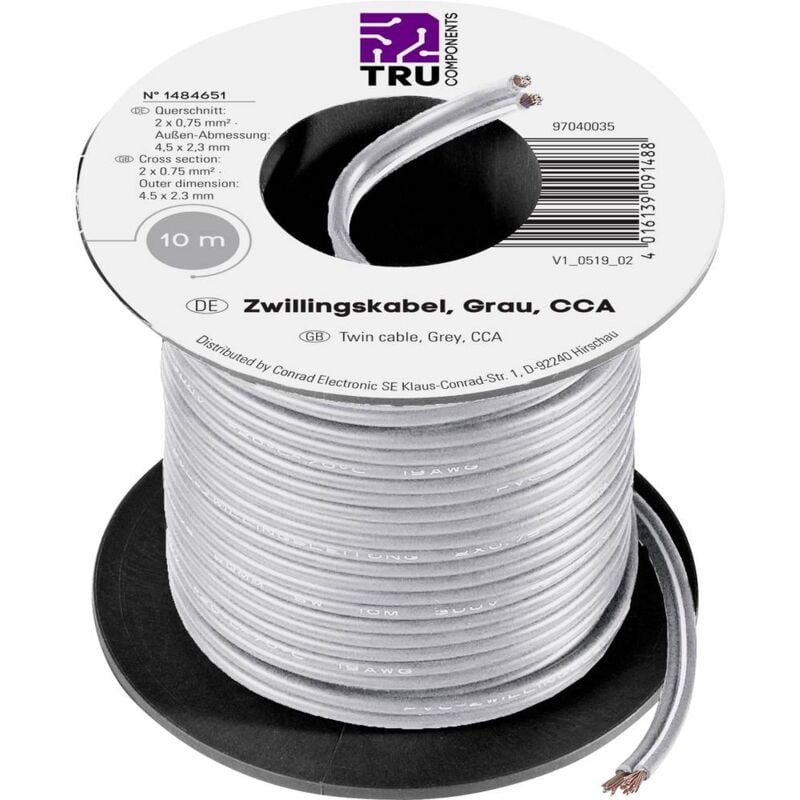foto del prodotto tru components 93030c503 cavo per cablaggi 0.75 mm grigio 10 m