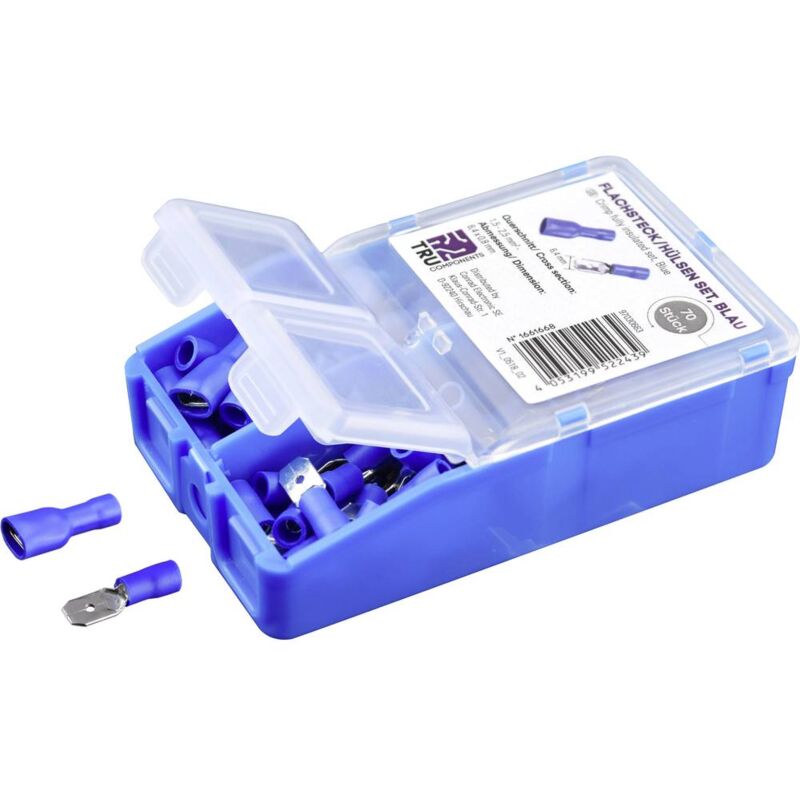 foto del prodotto tru components assortimento di capicorda a compressione 1.5 mm 2.5 mm blu 140 pz. completamente isolato