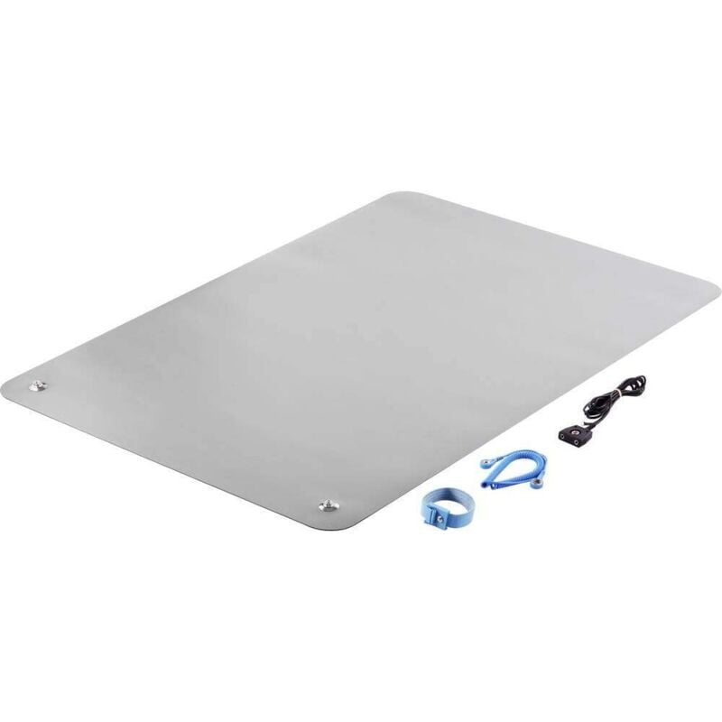 foto del prodotto tru components kit tappetini esd da tavolo grigio l x l x a 900 x 610 x 2 mm incl. cavo di messa a terra, incl. bracc