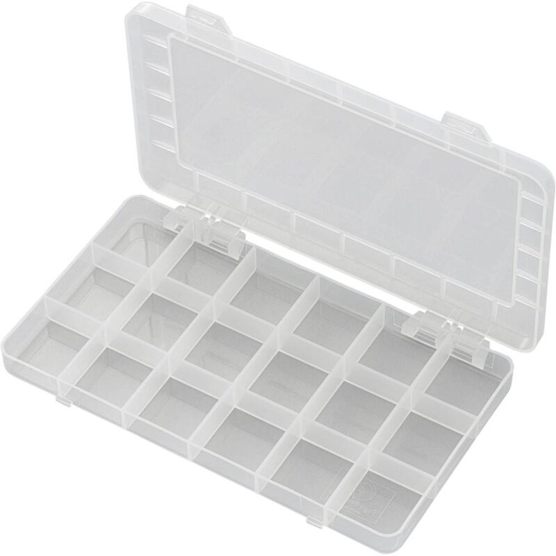 foto del prodotto tru components pp18 01 scatola minuteria l x l x a 195 x 100 x 13 mm scomparti 18 suddivisione fissa contenuto 1 pz.