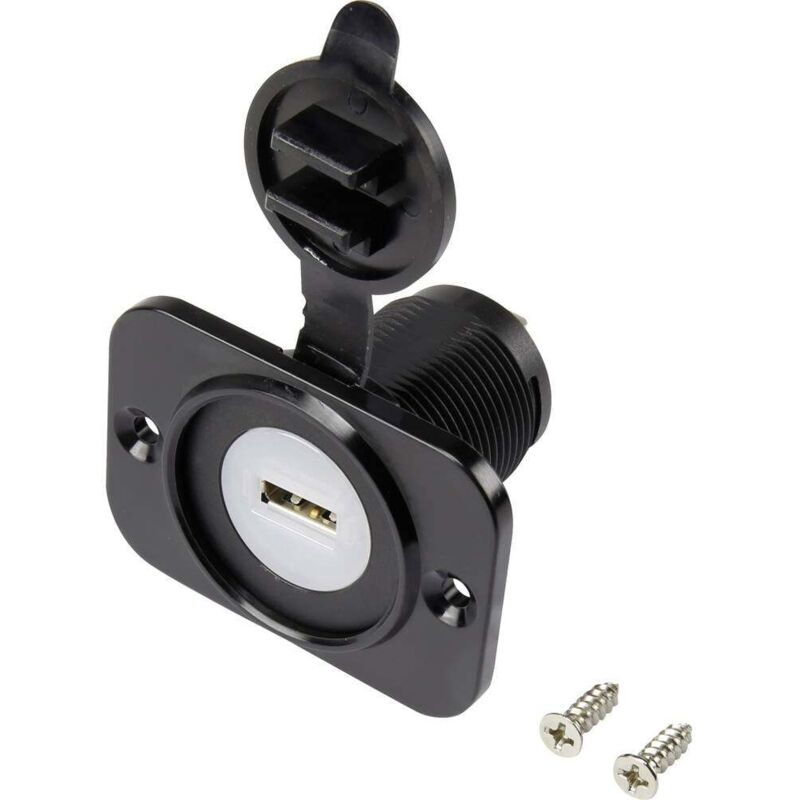 foto del prodotto tru components presa da incasso usb dotata di cappuccio di protezione antipolvere presa verticale 1 presa, anteriore rettangolare 43,1