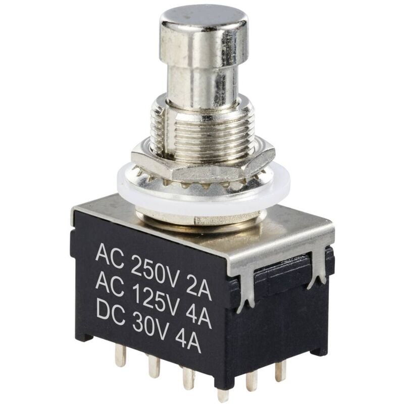 foto del prodotto tru components tc 12193716 interruttore a pressione 4p2t con pin dritto corrente di commut. max. 4 a 1 pz.
