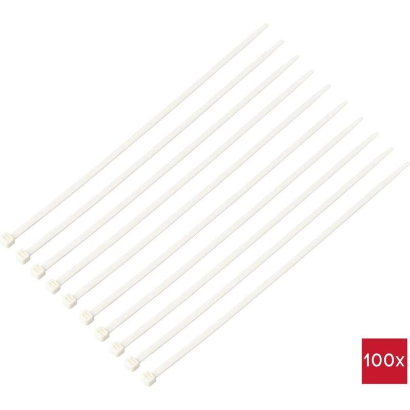 foto del prodotto tru components tc 12533336 fascetta per cavi 300 mm 4.8 mm bianco ritardante di fiamma 100 pz.