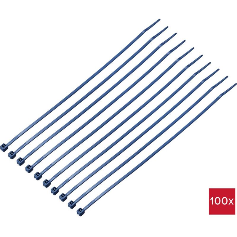 foto del prodotto tru components tc 12533348 fascetta per cavi 203 mm 2.5 mm blu metallo rilevabile 100 pz.