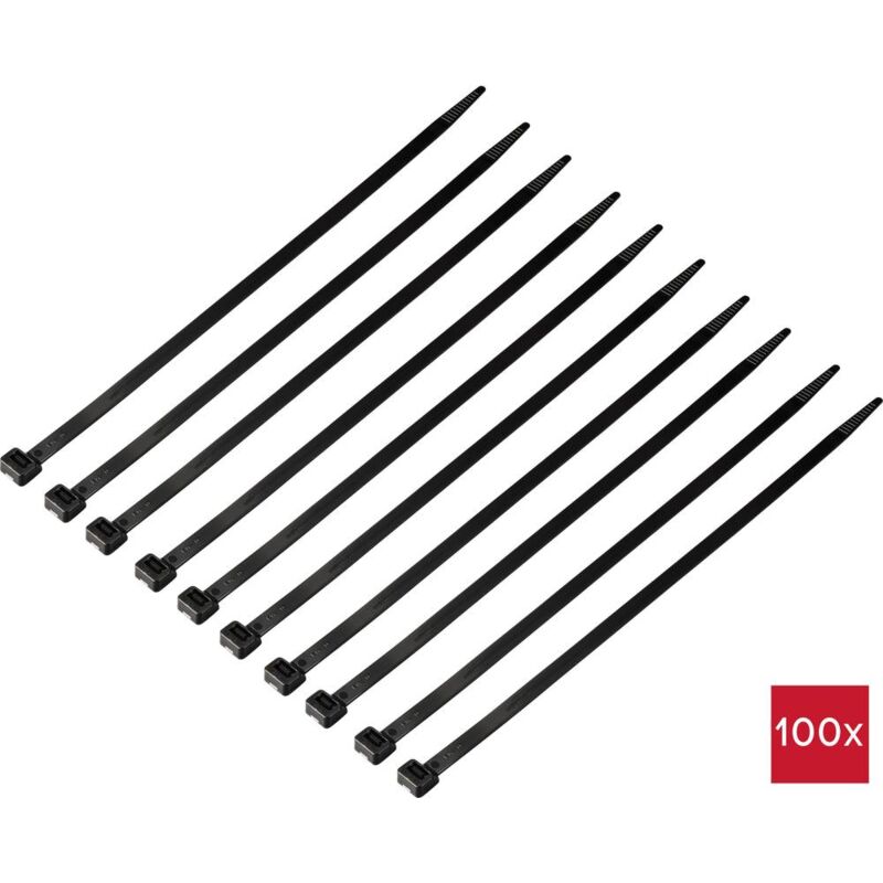 immagine 0 del prodotto tru components tc 12533364 fascetta per cavi 300 mm 7.6 mm nero 100 pz.