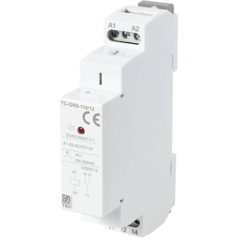 foto del prodotto tru components tc gr8 116 12 interruttore ausiliario 1 scambio 12 v ac, 12 v dc 16 a 1 pz.