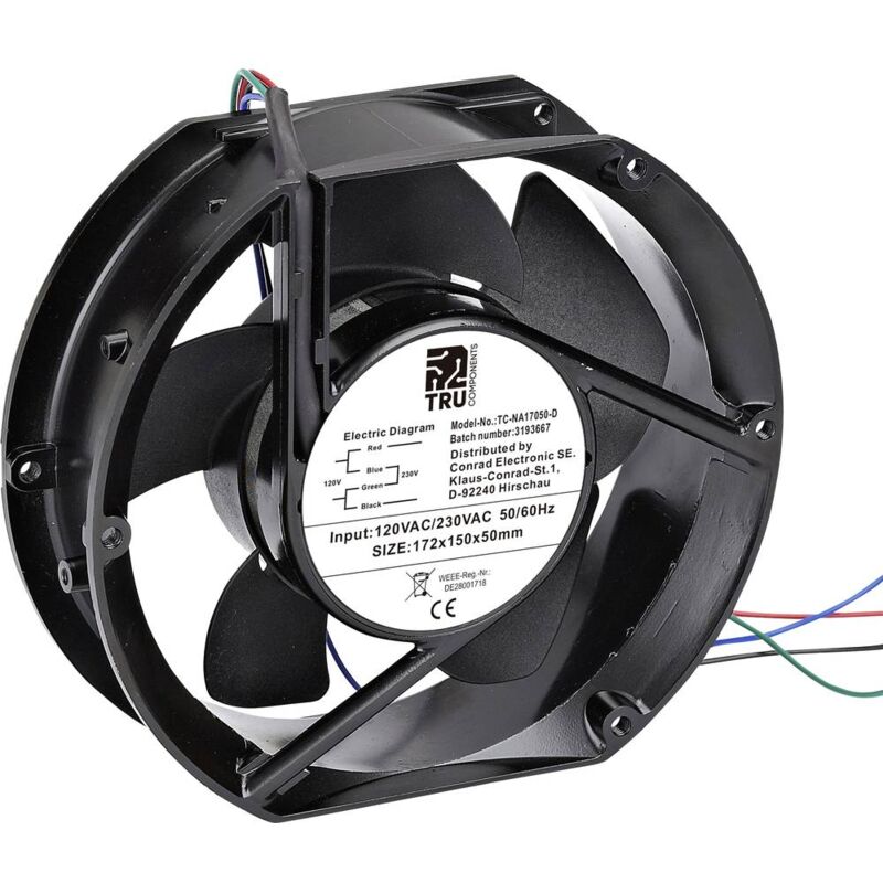 foto del prodotto tru components tc na17050 d ventola assiale 230 v ac, 120 v ac 310 m h l x l x a 172 x 150 x 50 mm