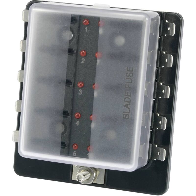 foto del prodotto tru components tc r3 76 01 3l110 portafusibile automotive con indicatore di stato adatto per fusibile a lama standard 3