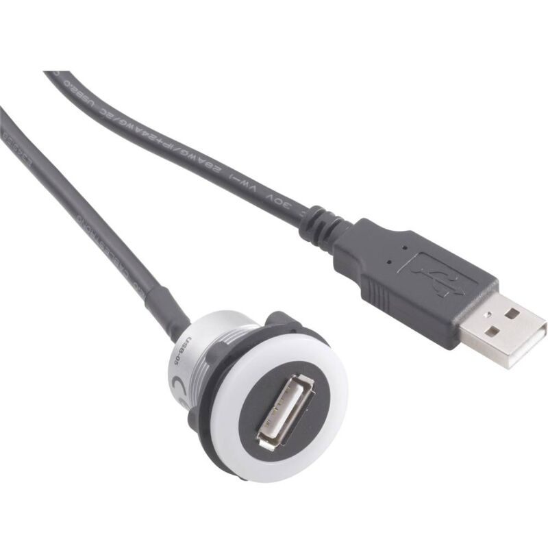 foto del prodotto tru components usb 05 bk presa usb presa, spina presa usb tipo a, illuminata su spina usb tipo a con cavo da 60 cm cont