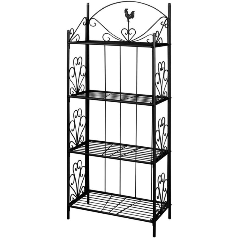 foto del prodotto true deal scaffale da interno o esterno a 4 livelli per piante da fiore 61 cm in acciaio nero