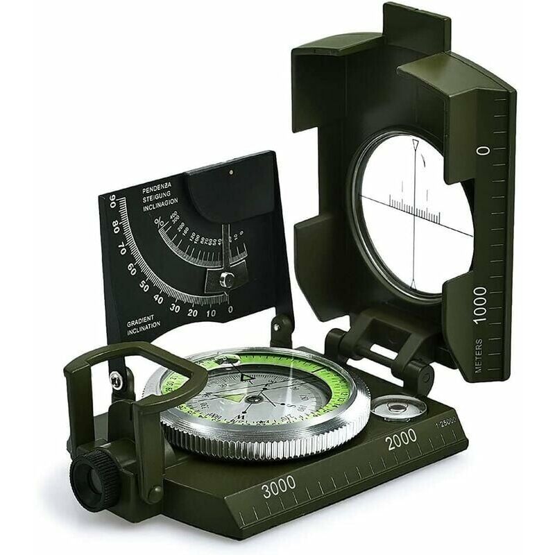 foto del prodotto trust bussola militare professionale, bussola in metallo impermeabile ip65 bussola di puntamento fluorescente dotata di clinometro con borsa da