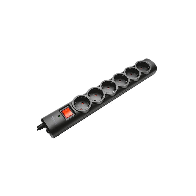 foto del prodotto trust ciabatta 6 prese schuko protezione interruttore on off colore nero 21059