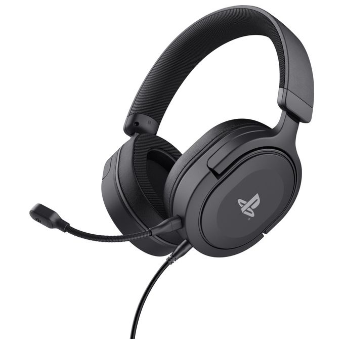 foto del prodotto trust gaming gxt 498 forta cuffie ecosostenibile ps5 e ps4 con licenza ufficiale playstation 5 over ear cavo da 1.2mt microfono staccabile jack audio 3.5mm nero