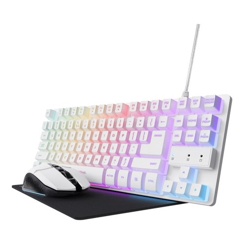 foto del prodotto trust gxt 794w tastiera mouse incluso gaming usb qwerty italiano bianco