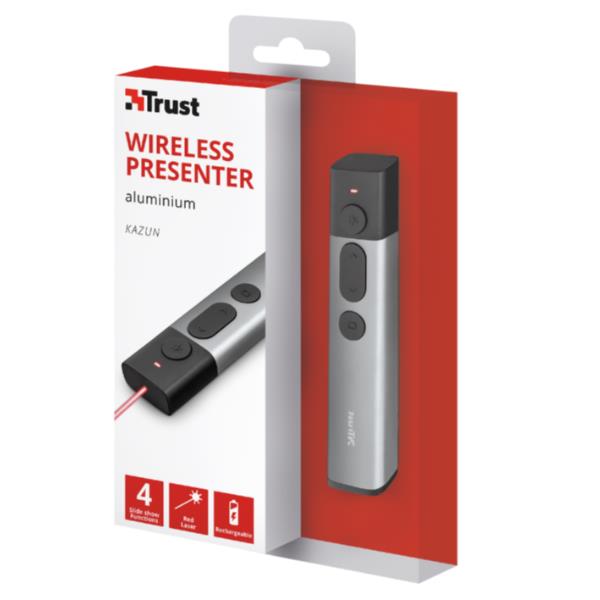 foto del prodotto trust kazun puntatore wireless rf alluminio, nero
