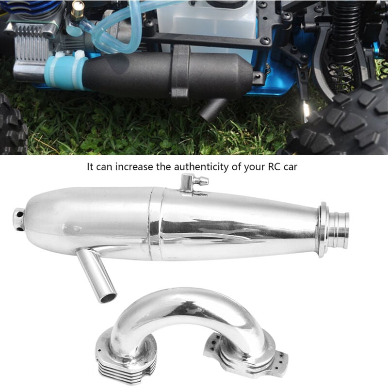 foto del prodotto tube d chappement double pour voiture hsp redcat 1 8 rc pour moteur sh go 21 28cxp