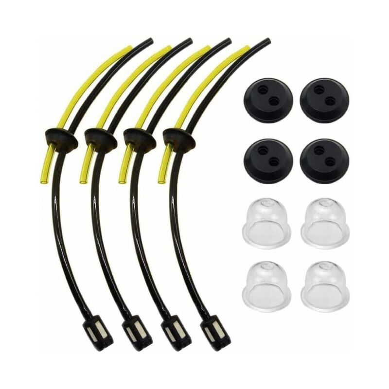 foto del prodotto tubi carburante da 4 pezzi con filtro, kit filtro carburante universale, tubi carburante per tosaerba con pompetta primer