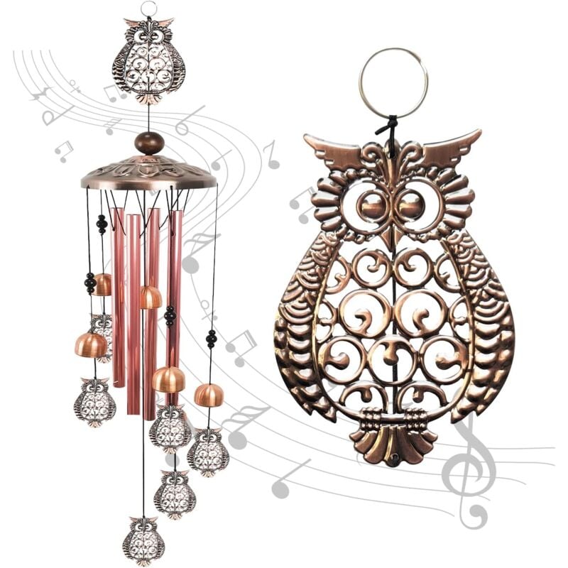 foto del prodotto tubi in alluminio campanelli eolici decorativi per esterni, campanelli eolici a forma di gufo, campanelli eolici decorativi per giardini romantici,